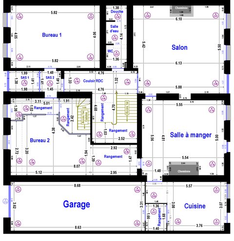 Aperçu du plan coté du rez-de-chaussée